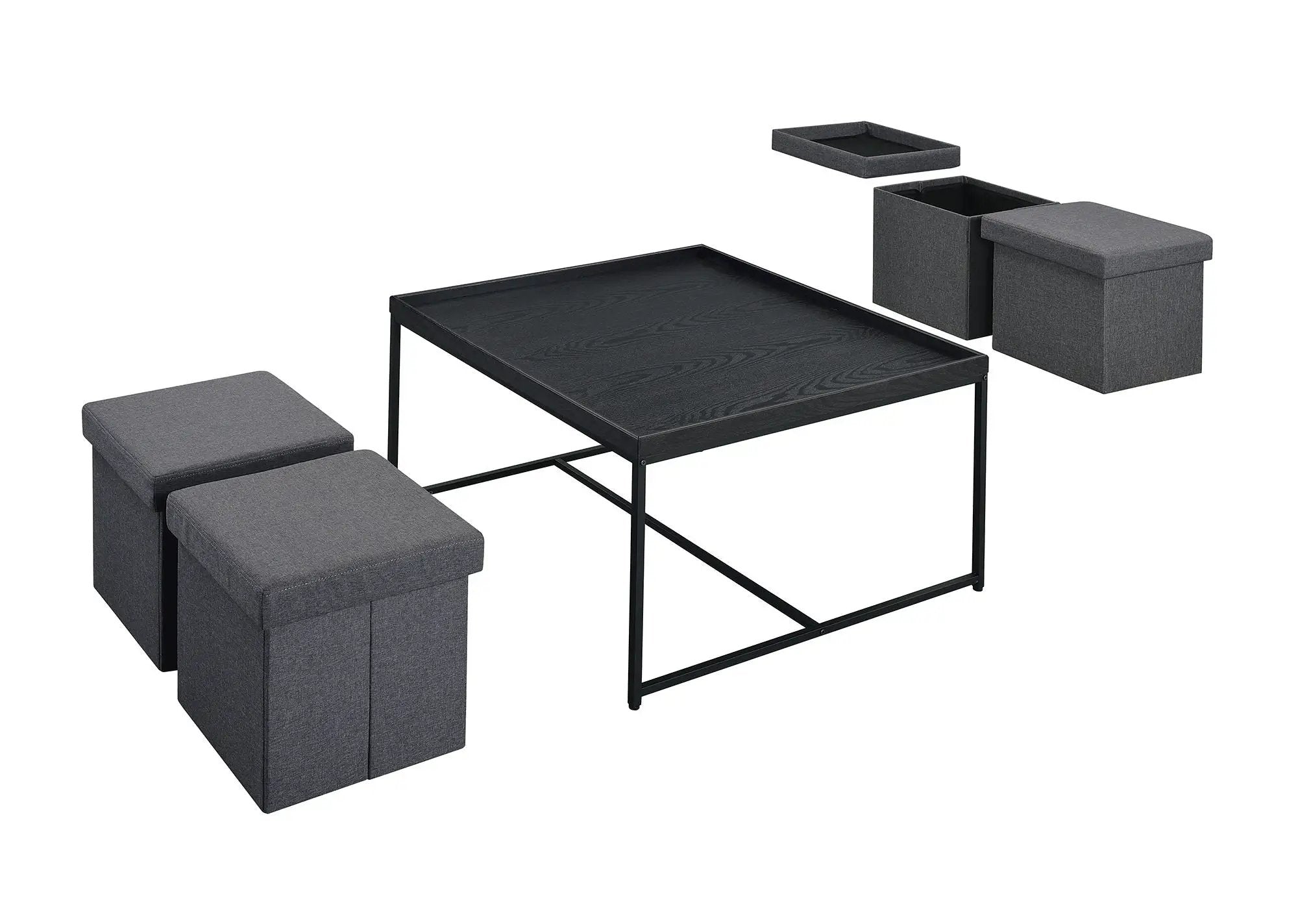Vinny - Wood Grain Coffee Table Set With Raised Edges by HouseOfZazla