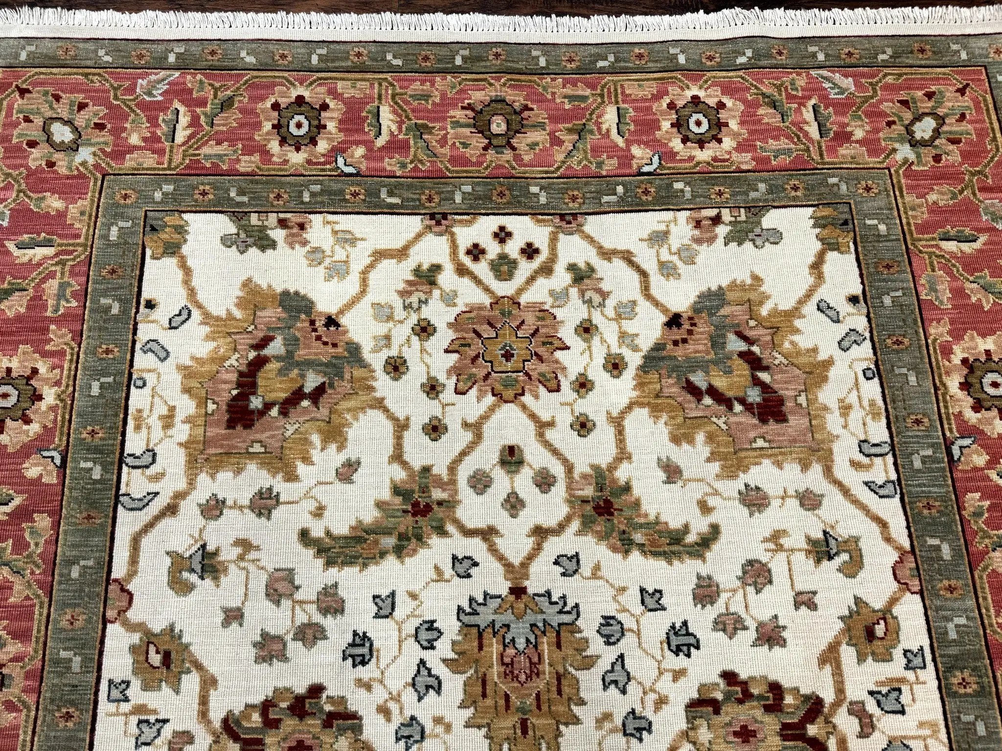 Flatweave Soumak Rug 6x9, Nourison Rug, Wool Handmade, Floral, Ivory by Jewel Rugs