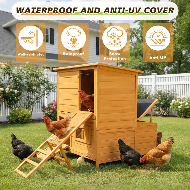 Double-House Wooden Chicken Coop for 6-8 Chickens by HouseOfZazla