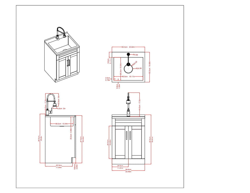Hennessy - Deluxe Laundry Cabinet With Faucet And Stainless Steel Sink by Unique Piece Furniture