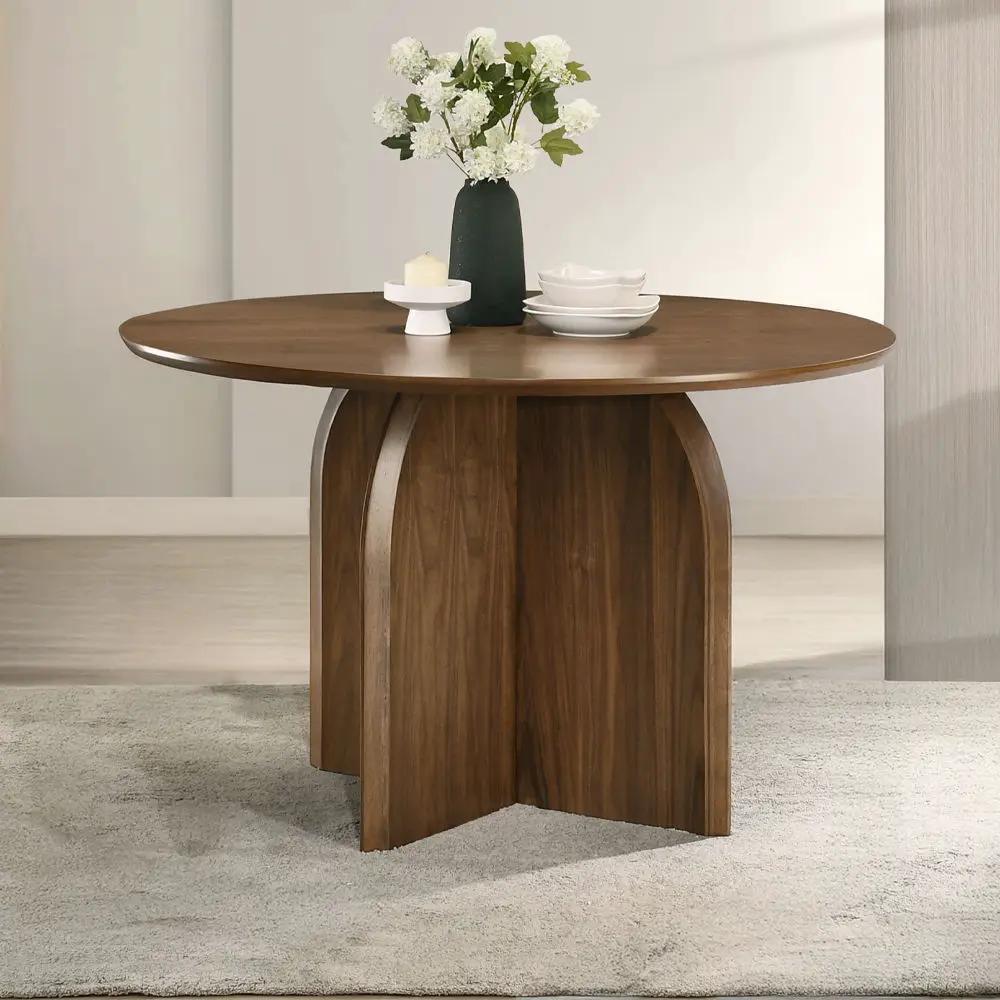 Delmon - Round Dining Table - Dark Walnut by Unique Piece Furniture