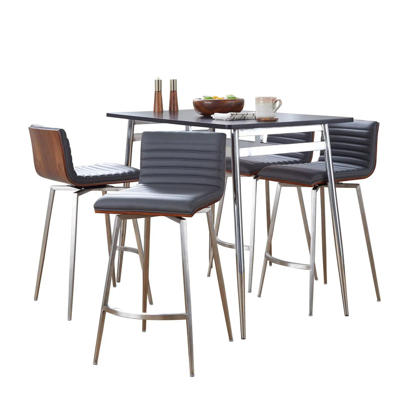 Marcel Mason - 5 Piece Swivel Contemporary Counter Height Dining Set by HouseOfZazla
