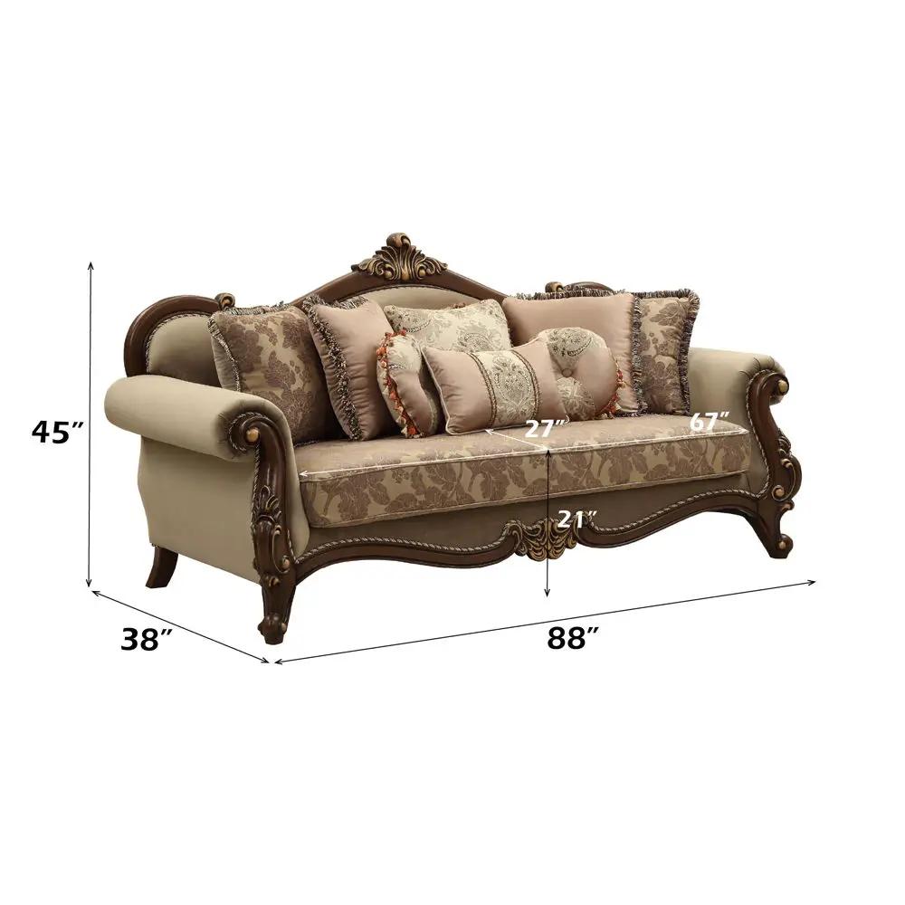 Mehadi - Sofa With 8 Pillows - Velvet & Walnut by Unique Piece Furniture