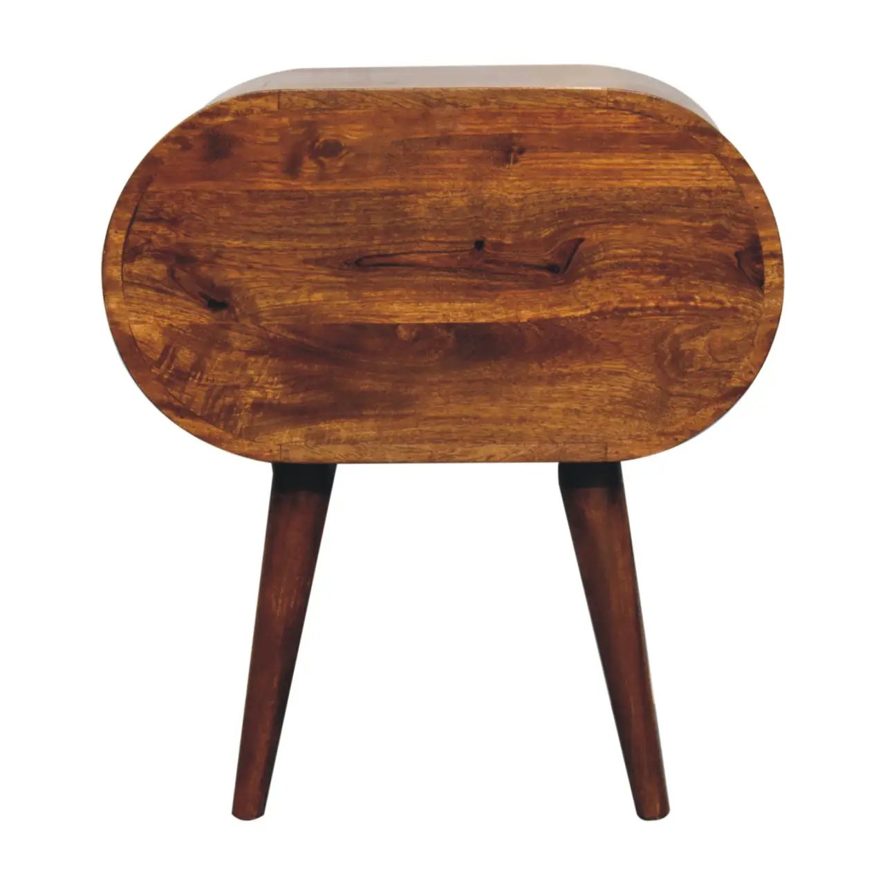 Solid Wood Large Chestnut Circular Bedside Table by HouseOfZazla