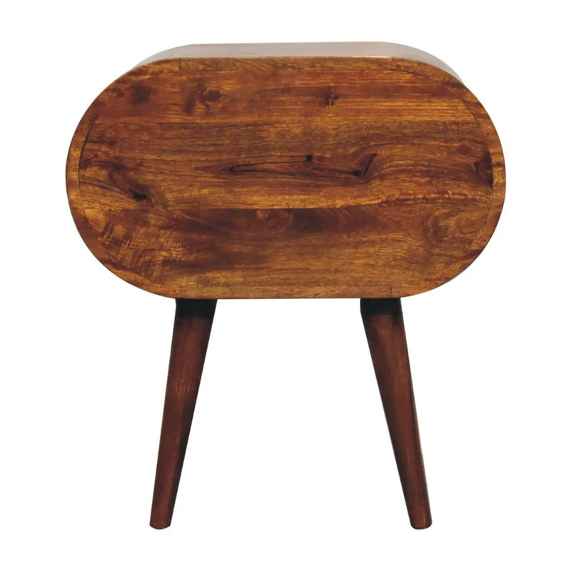 Solid Wood Large Chestnut Circular Bedside Table by HouseOfZazla