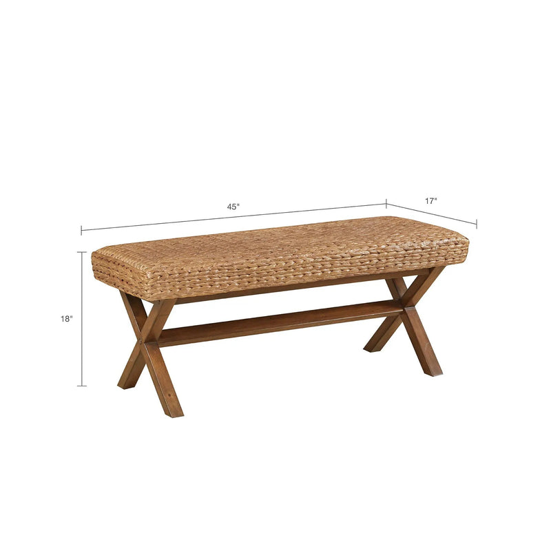 Bench With Water Hyacinth Seat - Brown by Unique Piece Furniture