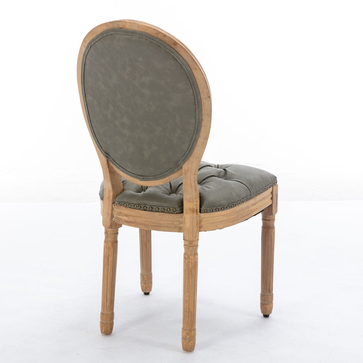 French Style Solid Wood Frame Antique Painting, Hand-Pulled Buckle Decoration Artificial Dining Chair With Nailhead Trim, Wood Legs, photo 20 of 27