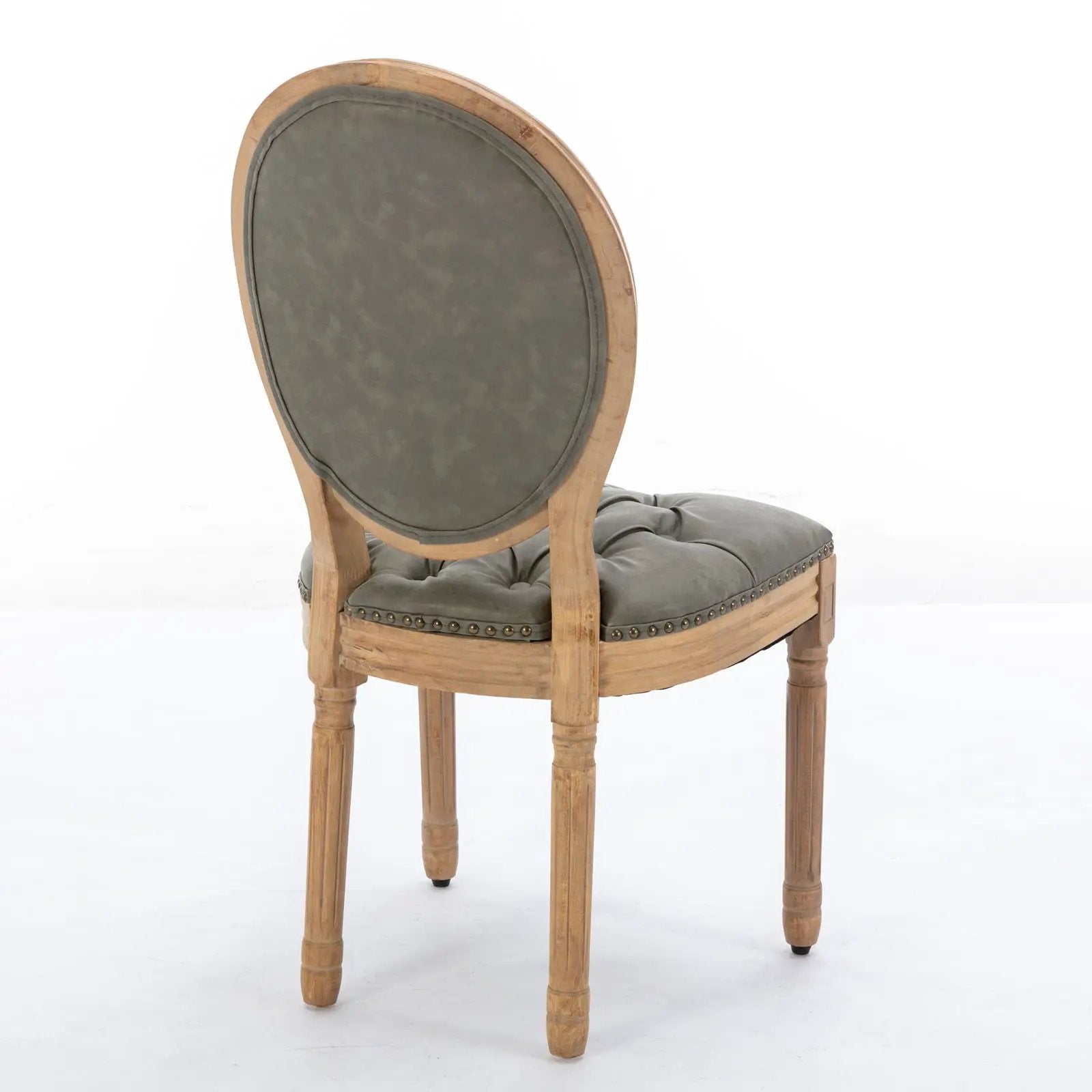French Style Solid Wood Frame Antique Painting, Hand-Pulled Buckle Decoration Artificial Dining Chair With Nailhead Trim, Wood Legs by HouseOfZazla
