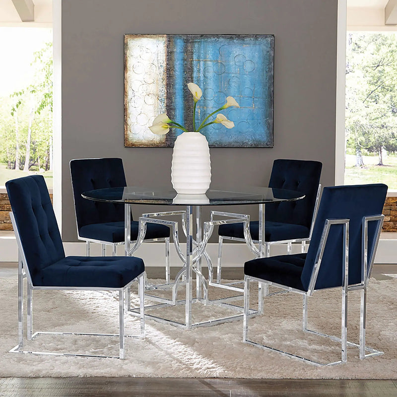 Starlight Square Metal Dining Table Base Chrome by Unique Piece Furniture