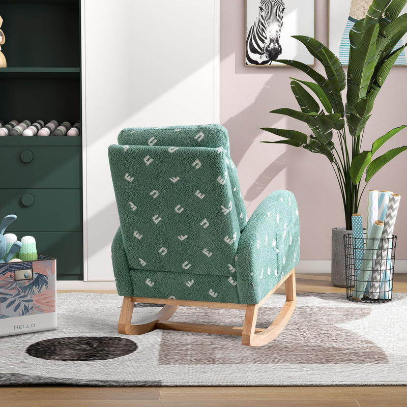 Modern Accent Rocker Armchair With Side Pocket, Upholstered High Back by HouseOfZazla