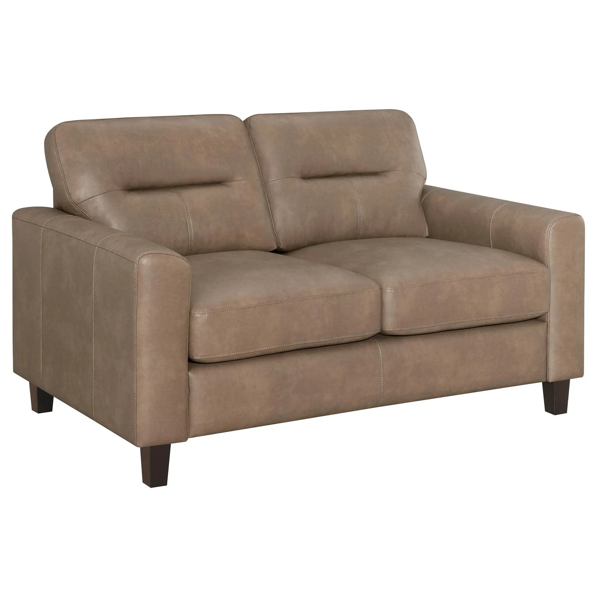 Scotland 2-piece Faux Leather Upholstered Sofa Set Brown by Unique Piece Furniture