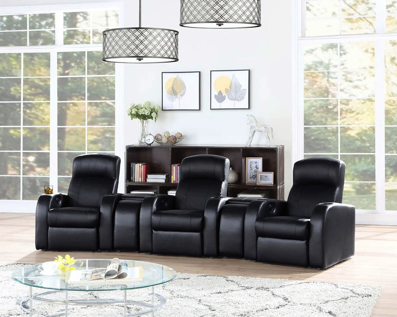 Cyrus Upholstered Home Theater Storage Wedge Console Black by Unique Piece Furniture
