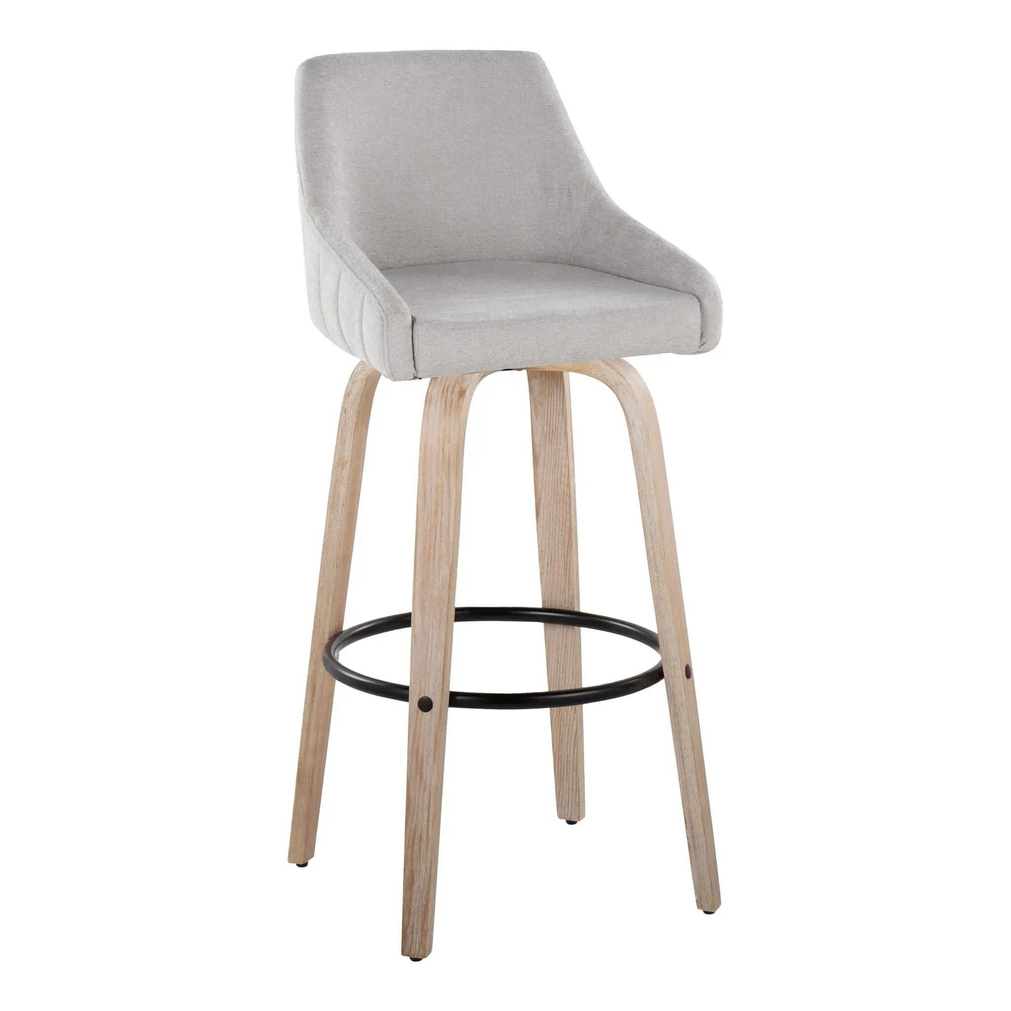 Hannah - Transitional Fixed Height Barstool With Swivel With Round Footrest (Set of 2) by Unique Piece Furniture