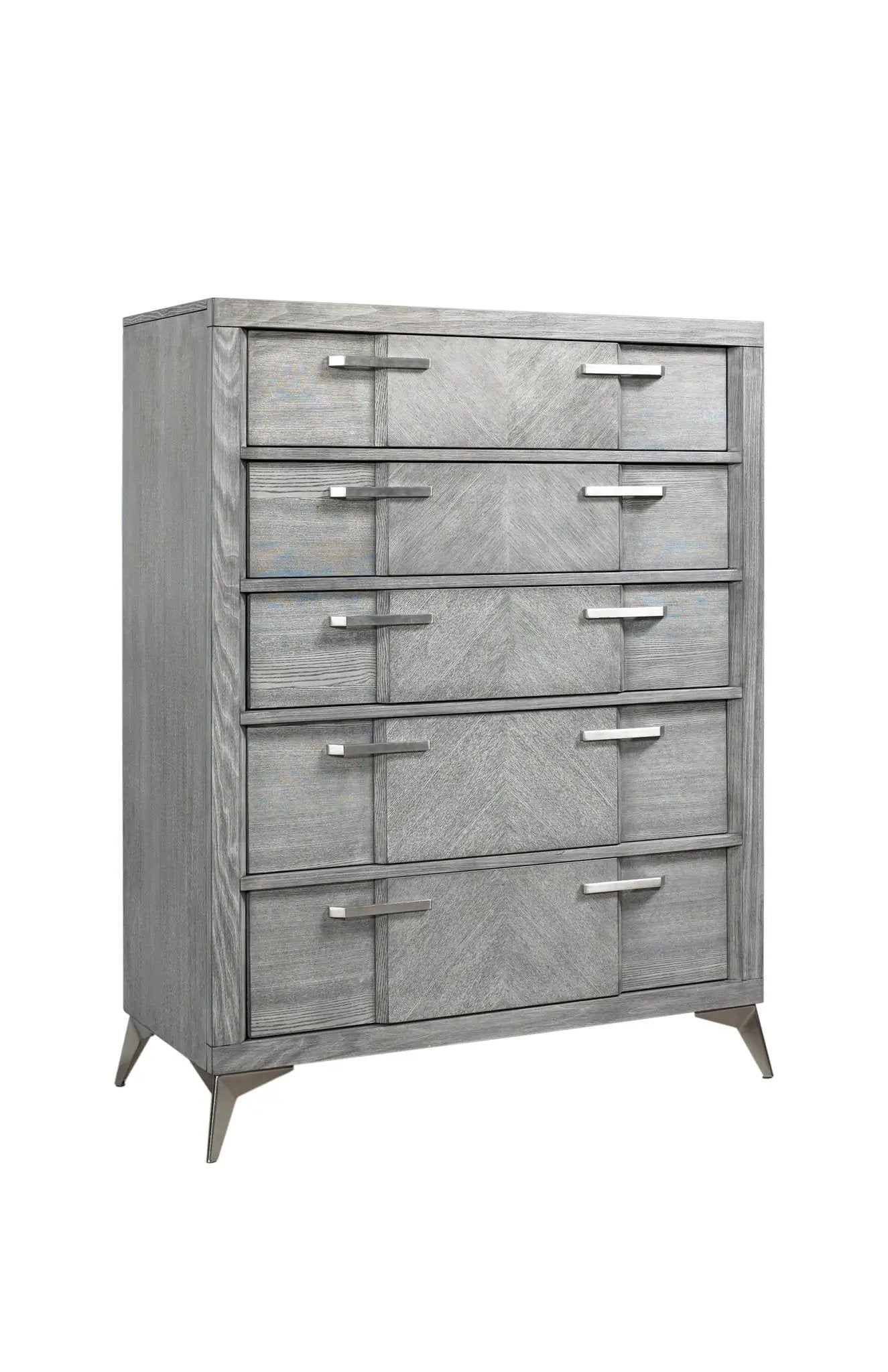 5 Drawer Chest Book Matched Veneers - Gray by Unique Piece Furniture