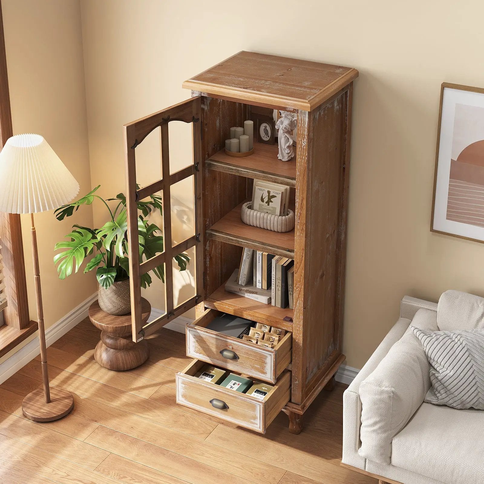 Rustic Wooden Storage Cabinet with Decorative Cutout Door & 2 Drawers by HouseOfZazla