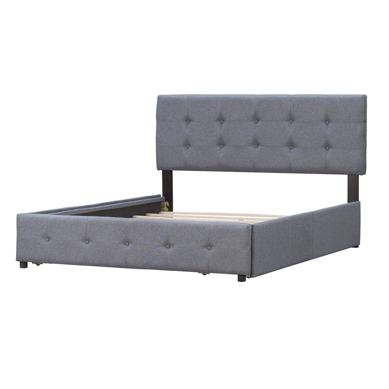 Upholstered Platform Bed With Classic Headboard And Drawers, No Box Spring Needed by Unique Piece Furniture