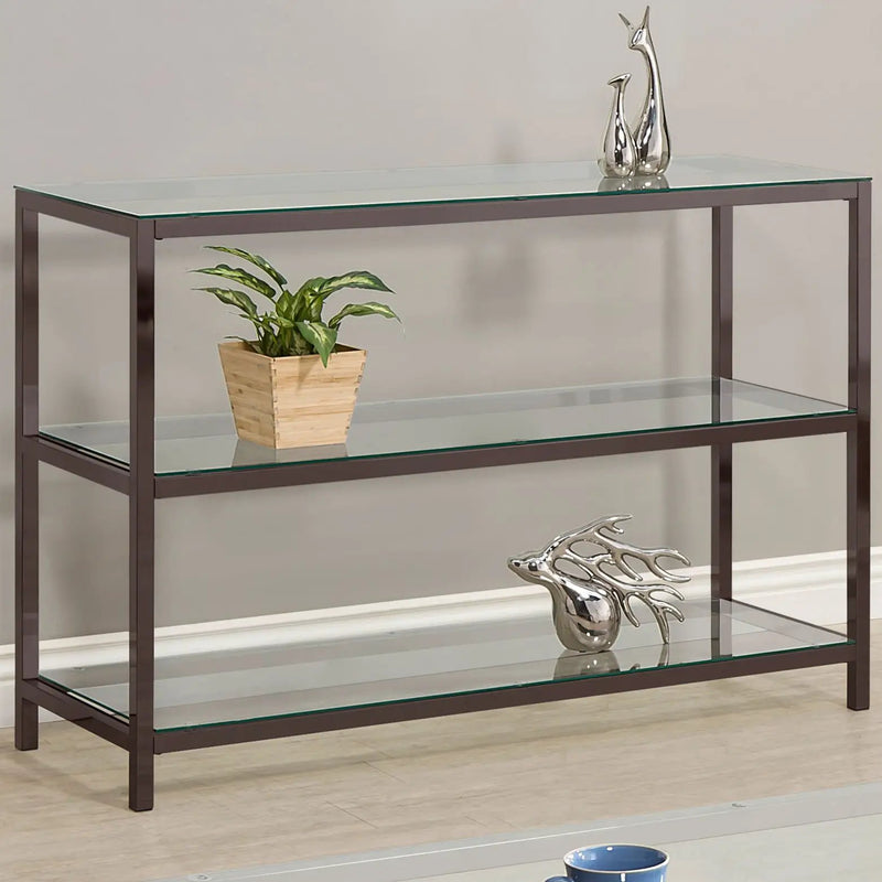 Trini 2-shelf Glass Top Entryway Console Table Black Nickel by Unique Piece Furniture