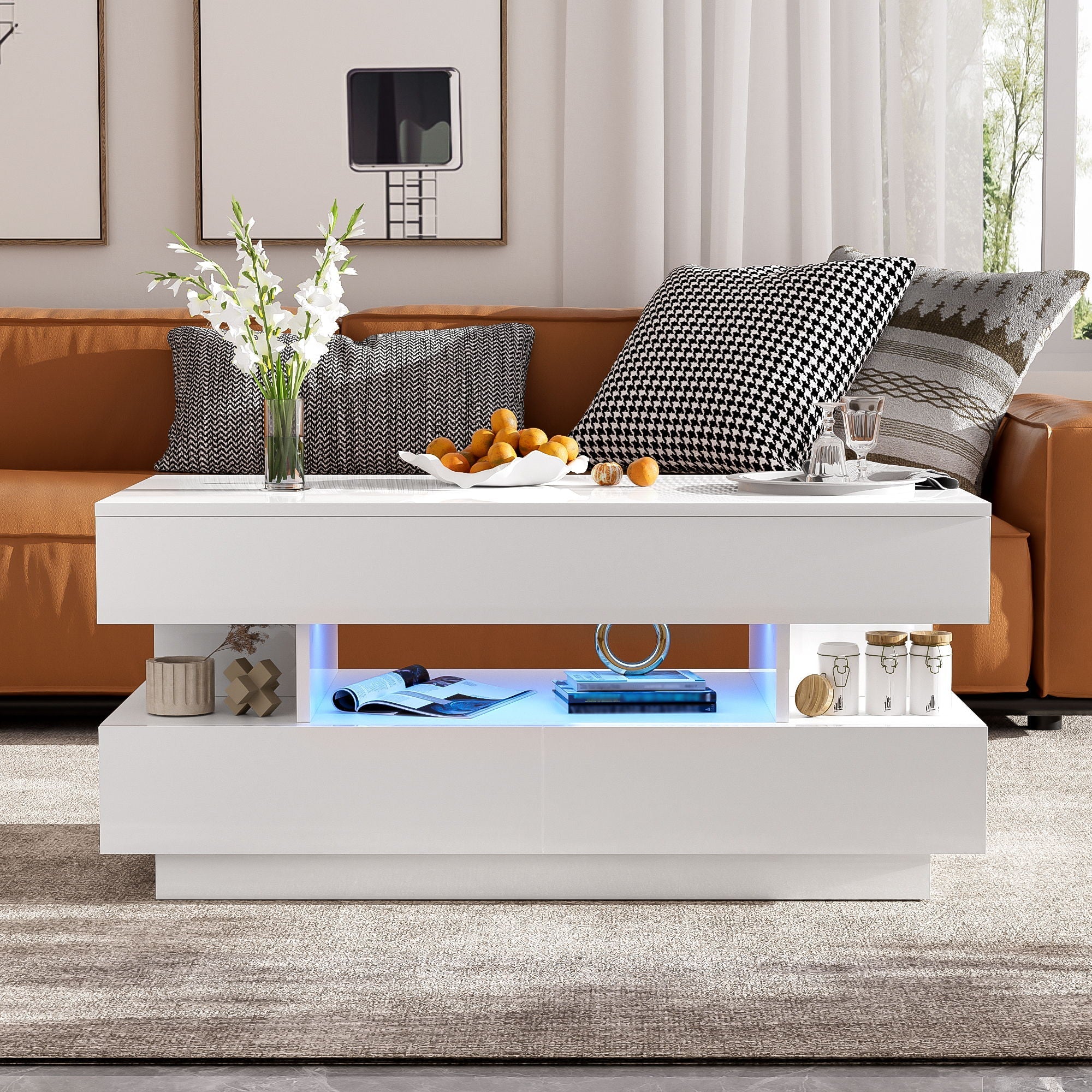 Multi Functional Lift Top Coffee Table With 2 Drawers by HouseOfZazla