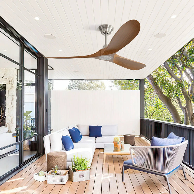 Outdoor Ceiling Fan No Light With 3 Blades Smart App Control - Brushed Nickel by HouseOfZazla