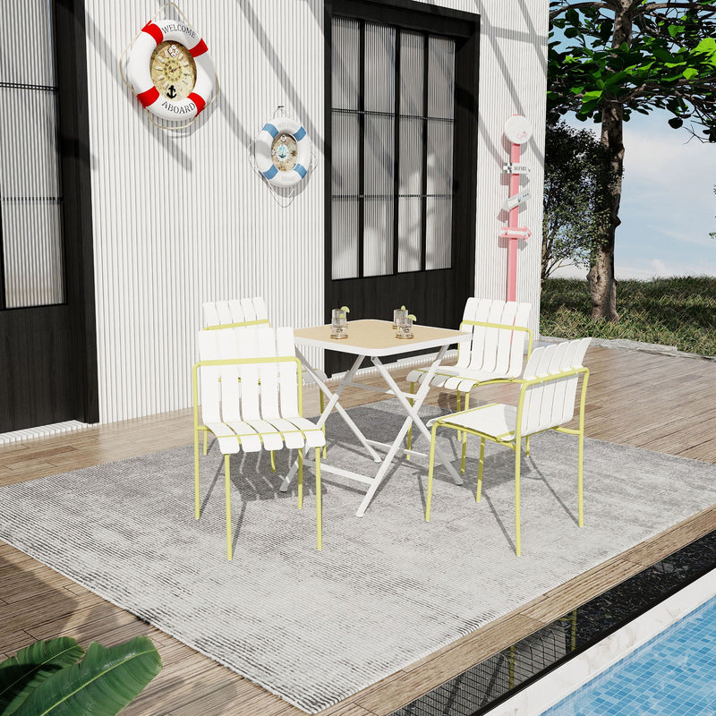 4 Piece Set Of Modern Color Block Designed Single Chairs With Folding Square Table by HouseOfZazla
