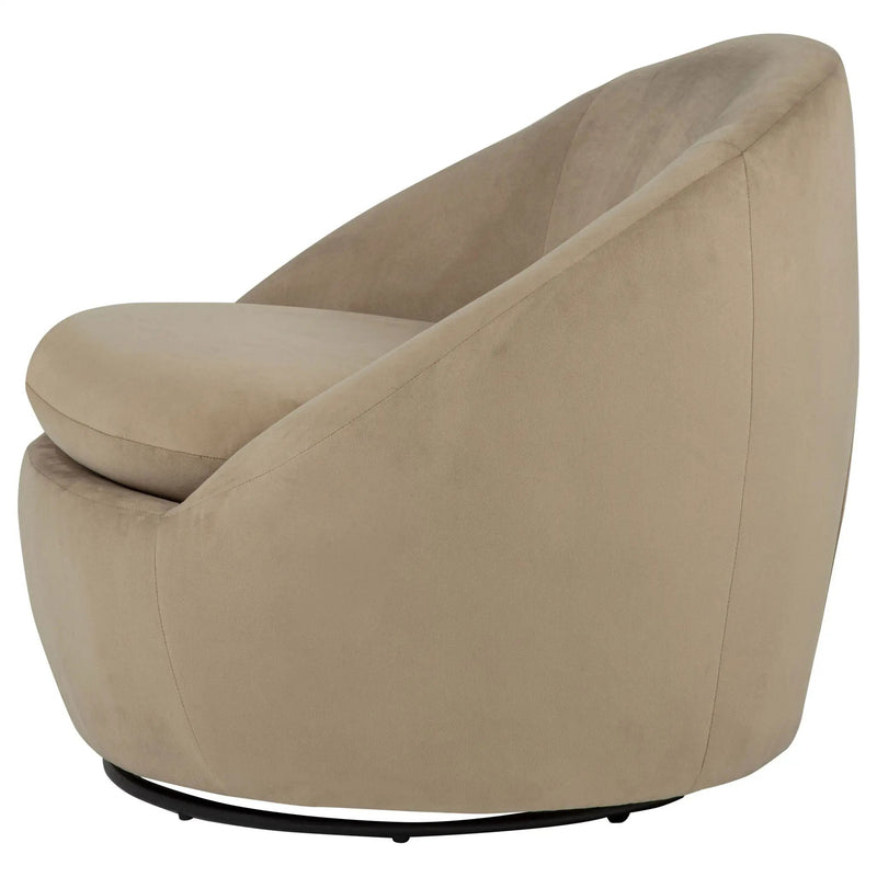 Myernick Velvet Upholstered Swivel Accent Chair Camel by Unique Piece Furniture