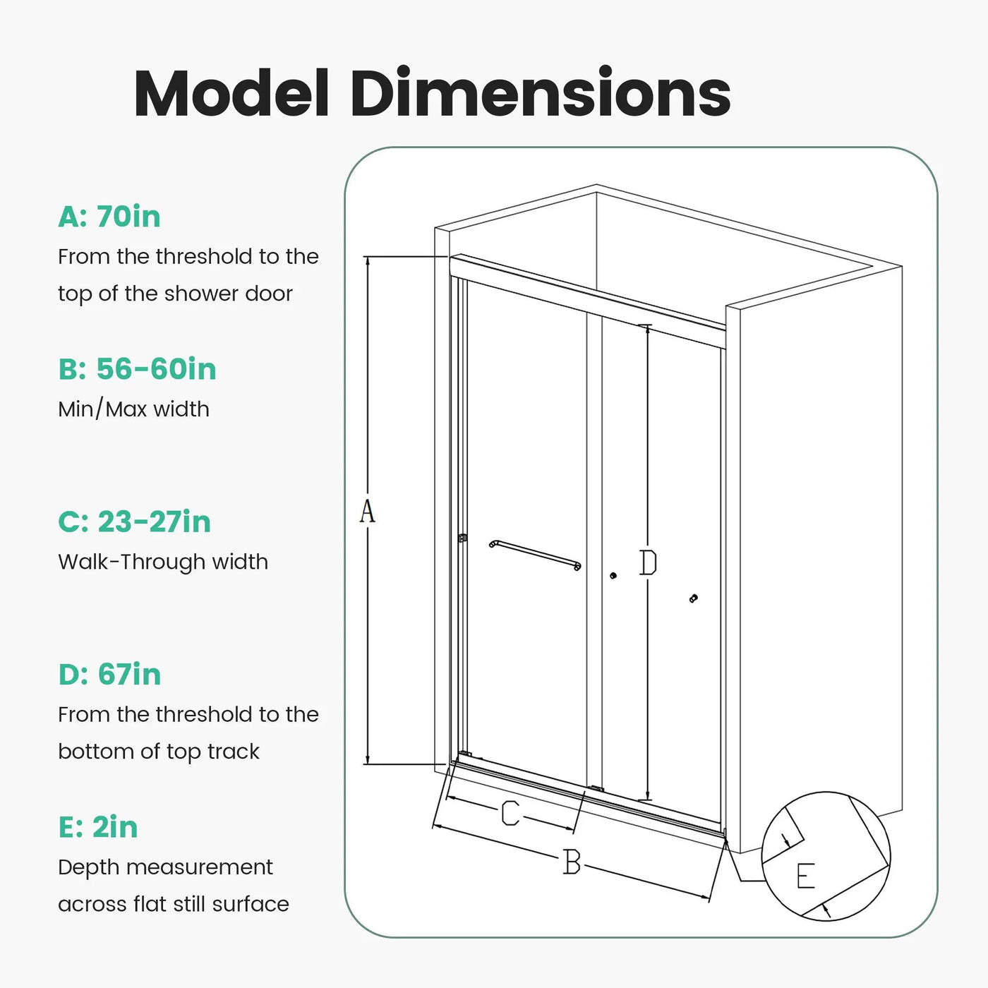 Semi-Frameless Double Sliding Shower Door, Bypass Shower Door, 1 / 4" (6Mm) Thick SGCC Tempered Glass Door by HouseOfZazla