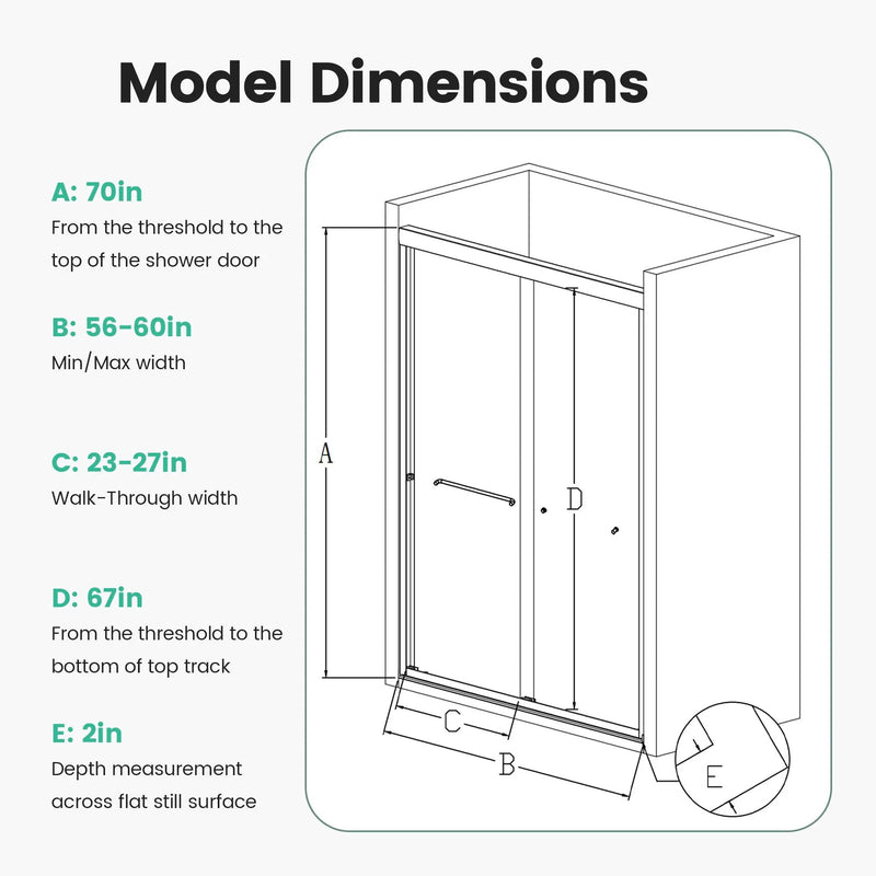 Semi-Frameless Double Sliding Shower Door, Bypass Shower Door, 1 / 4" (6Mm) Thick SGCC Tempered Glass Door by HouseOfZazla