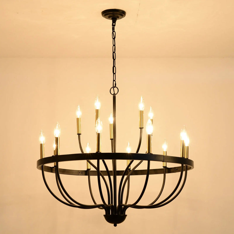 15-Light Industrial Iron Candle Chandelier Modern Farmhouse Pendant Light by HouseOfZazla