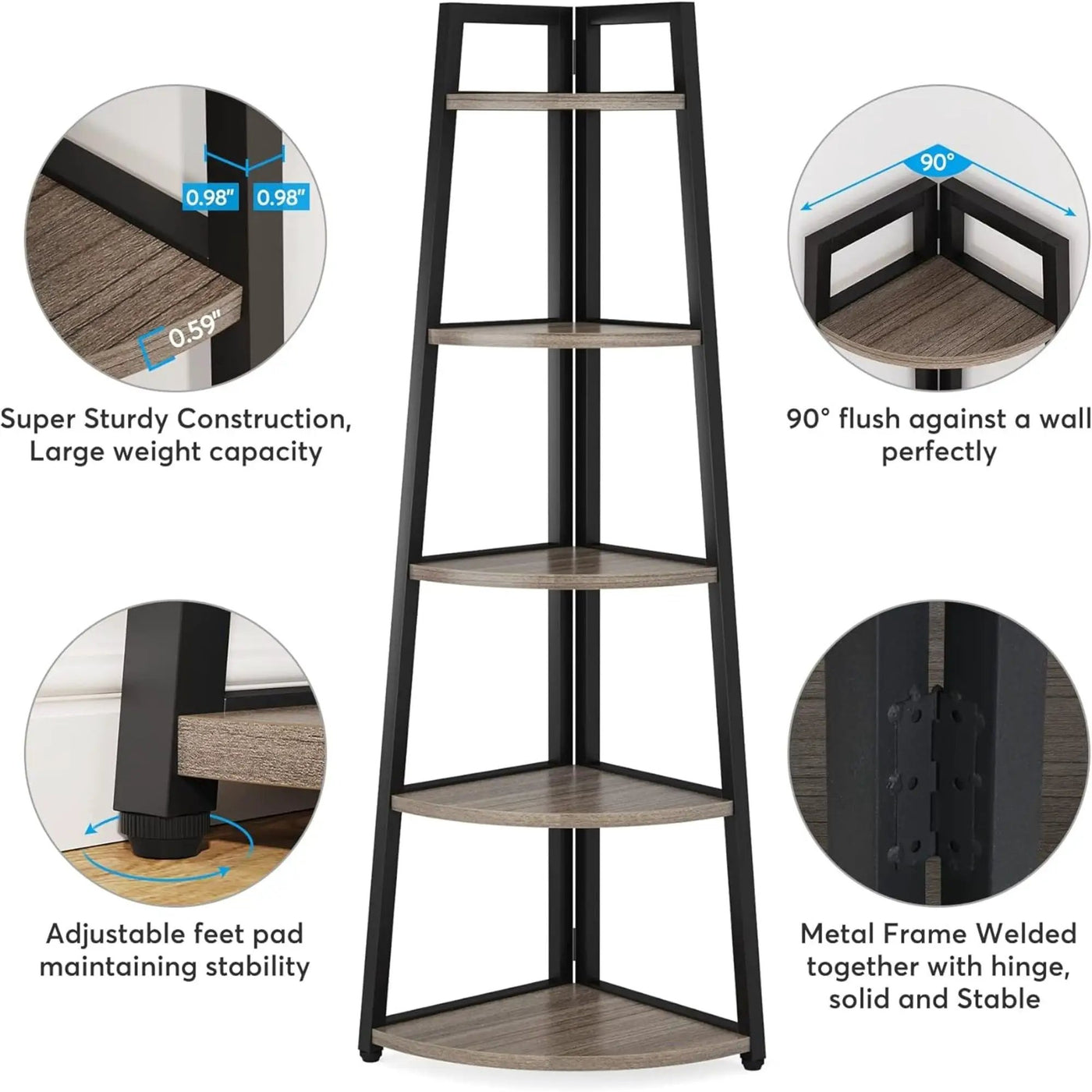 Tall 5 Tier Corner Bookshelf For Living Room by HouseOfZazla