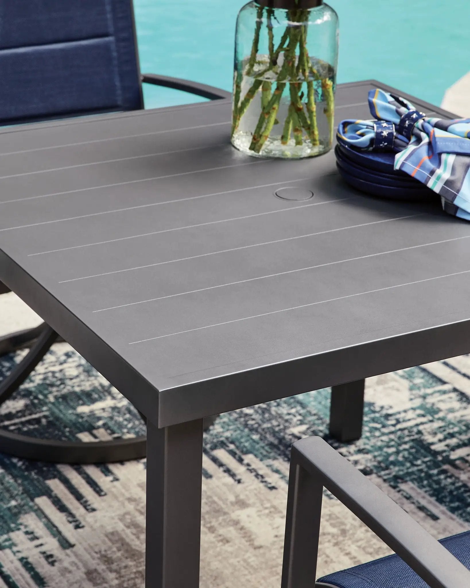 Rocky Creek - Square Dining Table With Umbrella Option - Gray by Unique Piece Furniture