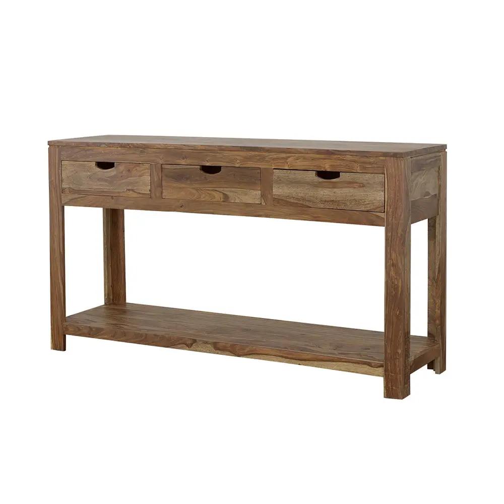 Esther 3-drawer Wood Console Table Natural Sheesham by Unique Piece Furniture
