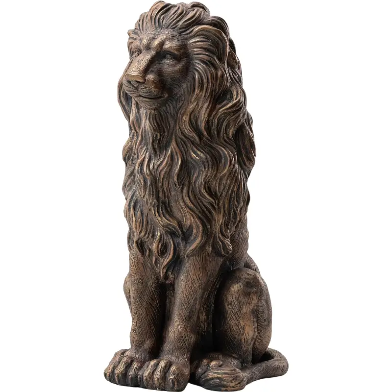 20.5" Lion Statue - Resin Outdoor Guardian Sculpture by HouseOfZazla