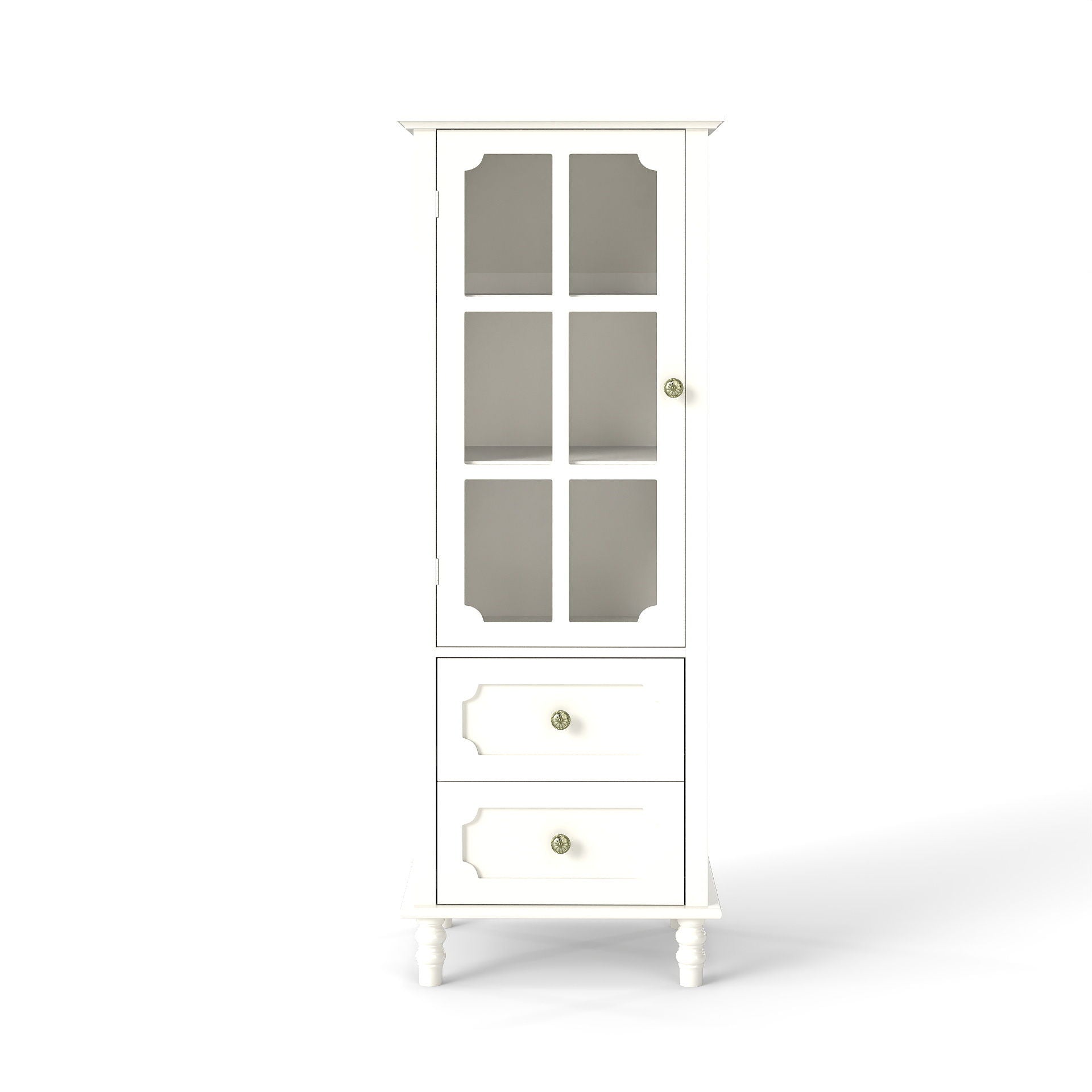Minimalism Buffet Cabinet With Glass Doors And Double Drawer by HouseOfZazla
