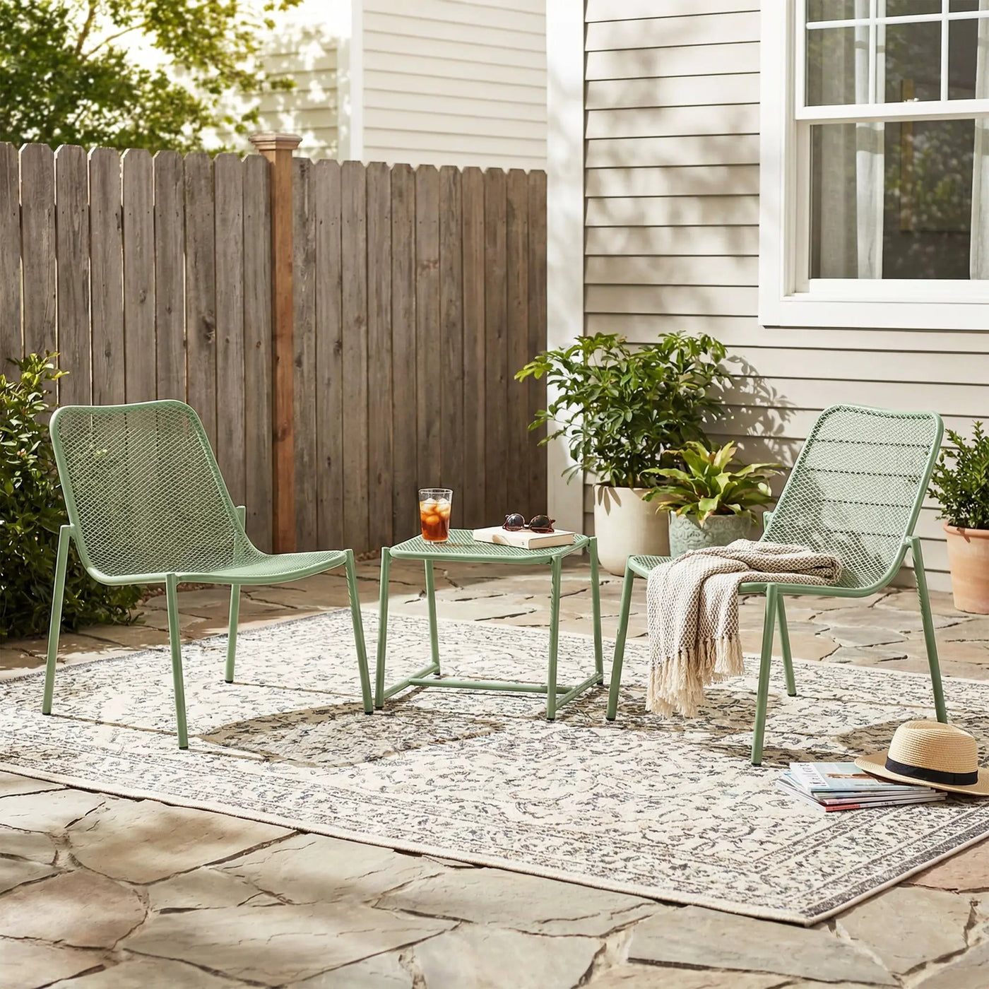 Kincaid Outdoor 3-Piece Conversation Set with Iron Frame by HouseOfZazla
