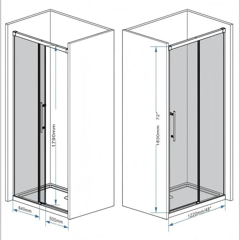 Frameless Single Sliding Shower Door With Handle