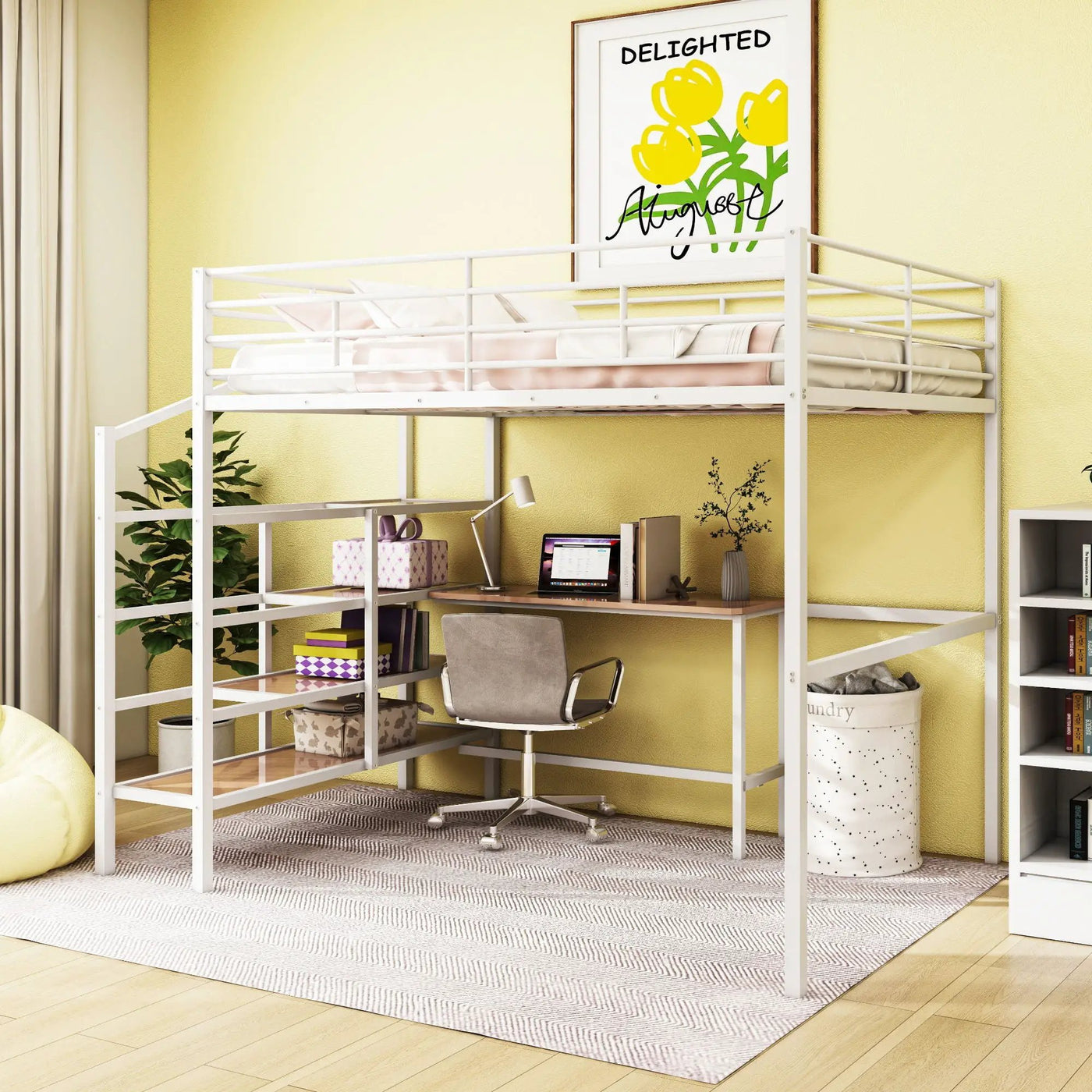 Loft Bed With Desk And Lateral Storage Ladder by HouseOfZazla