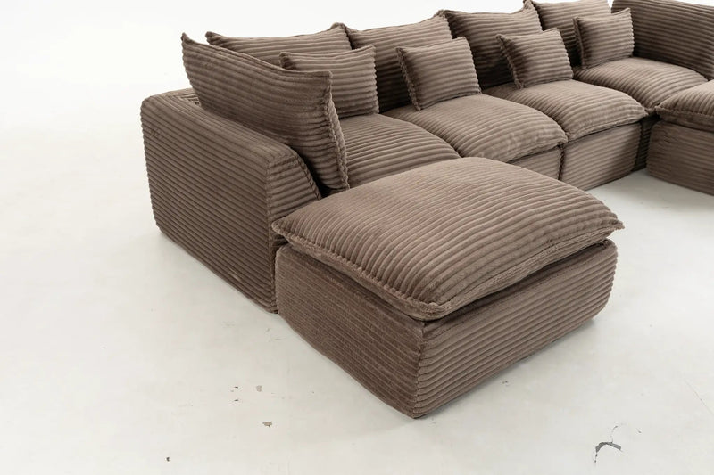 129.8" Width Cloud Couch Oversized Modular Sectional Sofa by HouseOfZazla