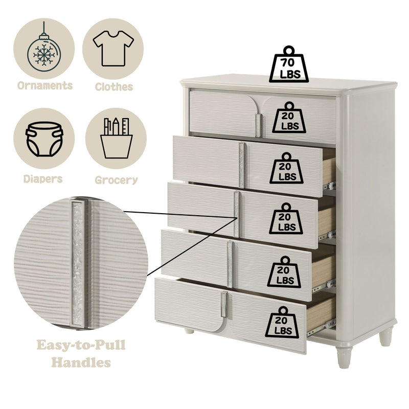 Laveda Chest with Five Drawers - White, photo 3 of 4