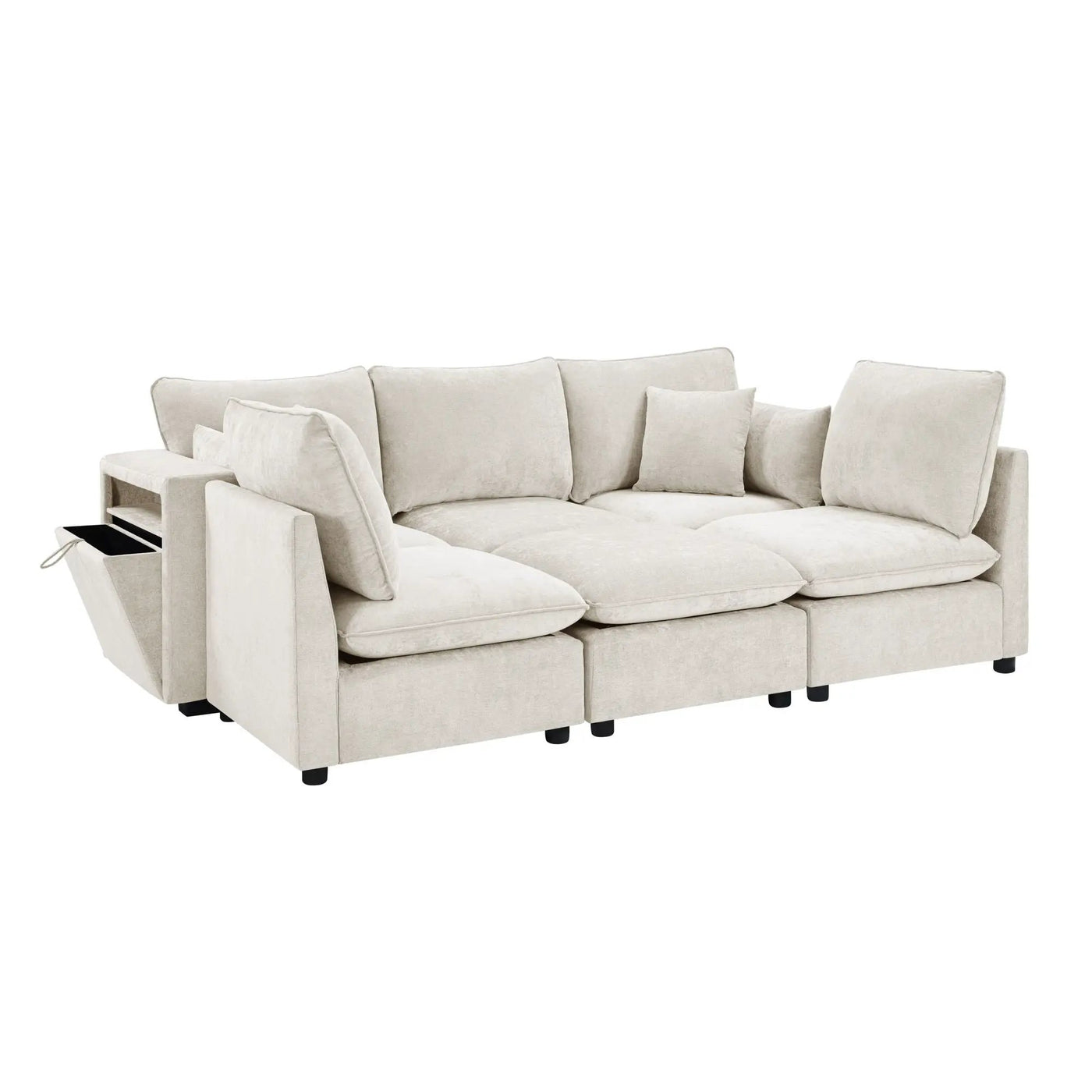 Modern Sectional Sofa U-Shaped With Movable Ottoman Storage Armrests And USB Ports by Unique Piece Furniture