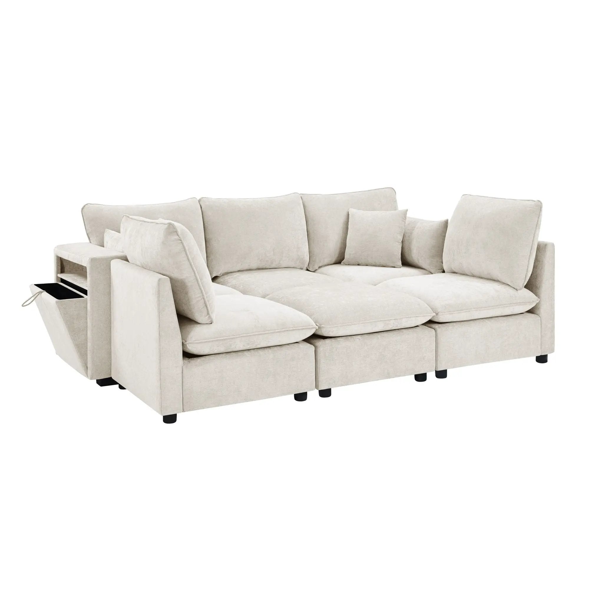 Modern Sectional Sofa U-Shaped With Movable Ottoman Storage Armrests And USB Ports by Unique Piece Furniture