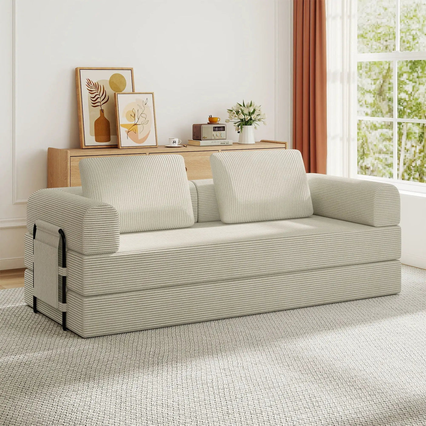 Convertible Sleeper Sofa Bed With Cylindrical Pillow by HouseOfZazla