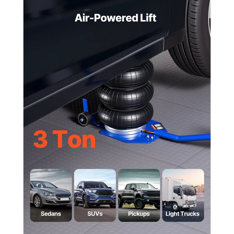 Air Jack, 3 Ton/6613 lbs Triple Bag Air Jack with Six Steel Pipes by HouseOfZazla