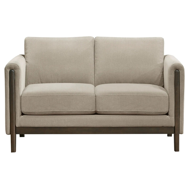 Islington Fabric Upholstered Panel Arm Loveseat Taupe by Unique Piece Furniture