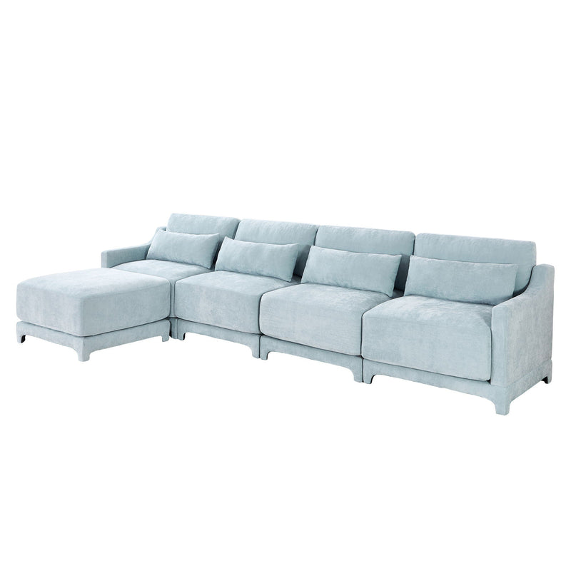 Stylish Sofa With Ottoman And Lumbar Pillows, Ergonomic Design by HouseOfZazla