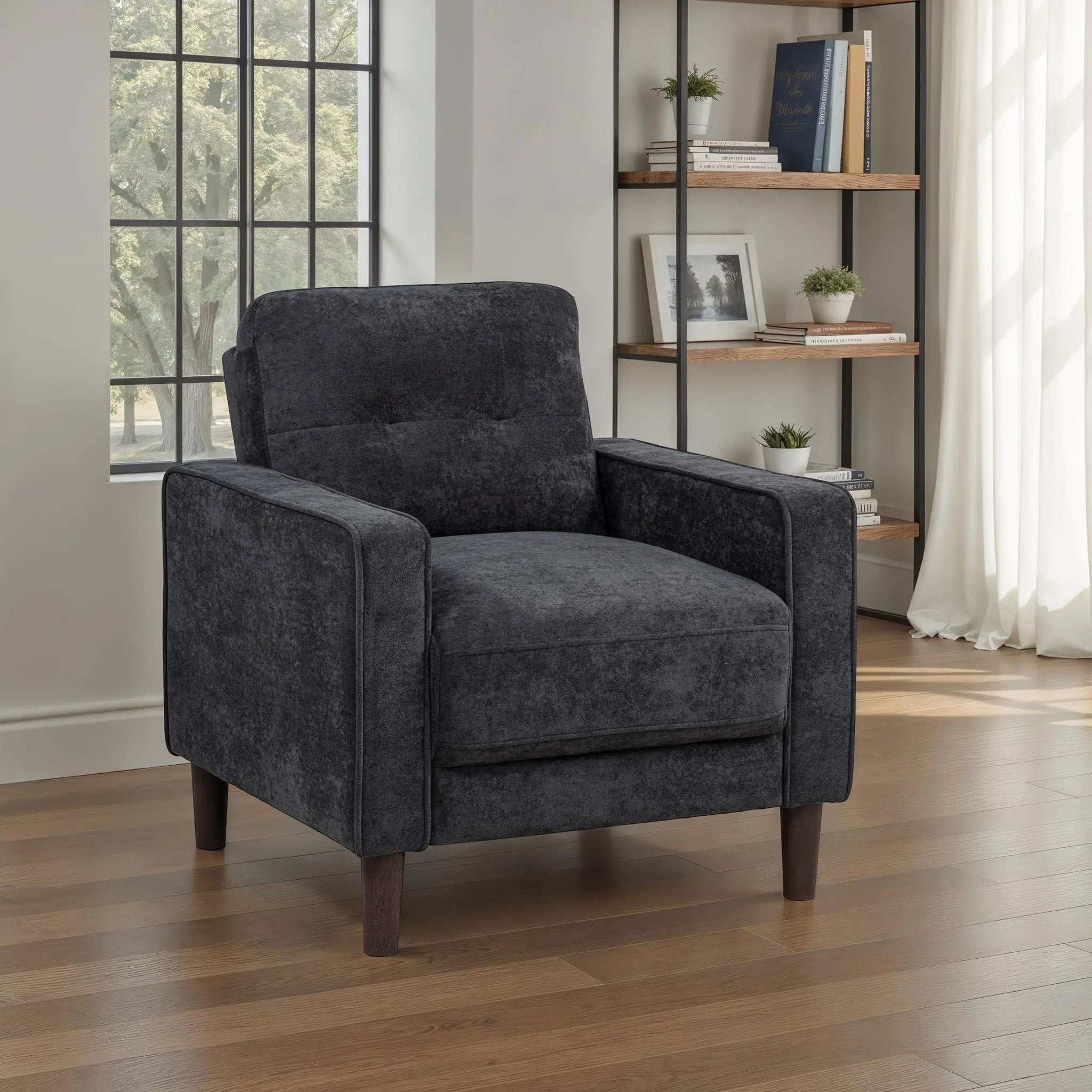 Bowen II Fabric Upholstered Track Arm Chair Steel Grey by Unique Piece Furniture
