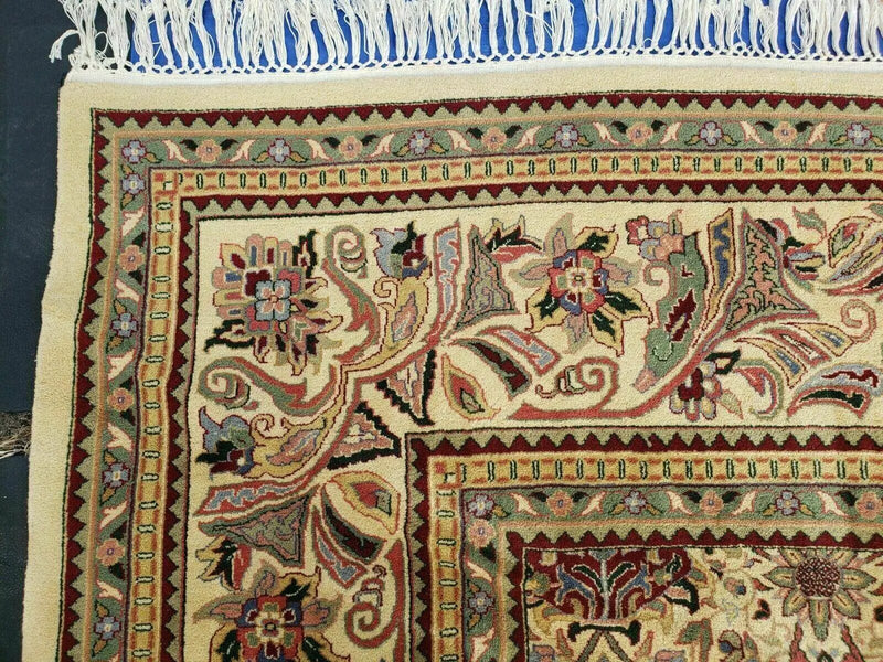 12' X 18' One-of-a-Kind Indian Agra Hand-Knotted Wool Rug Handmade Organic Dyes by Jewel Rugs