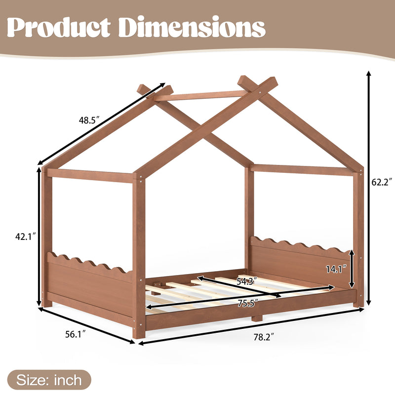 Full House Floor Bed with Support Slats - Deep Natural, photo 4 of 10
