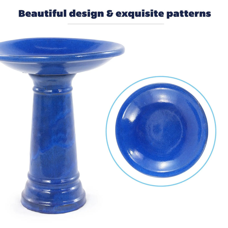 Ceramic Pedestal Bird Bath for Outdoor Garden by HouseOfZazla