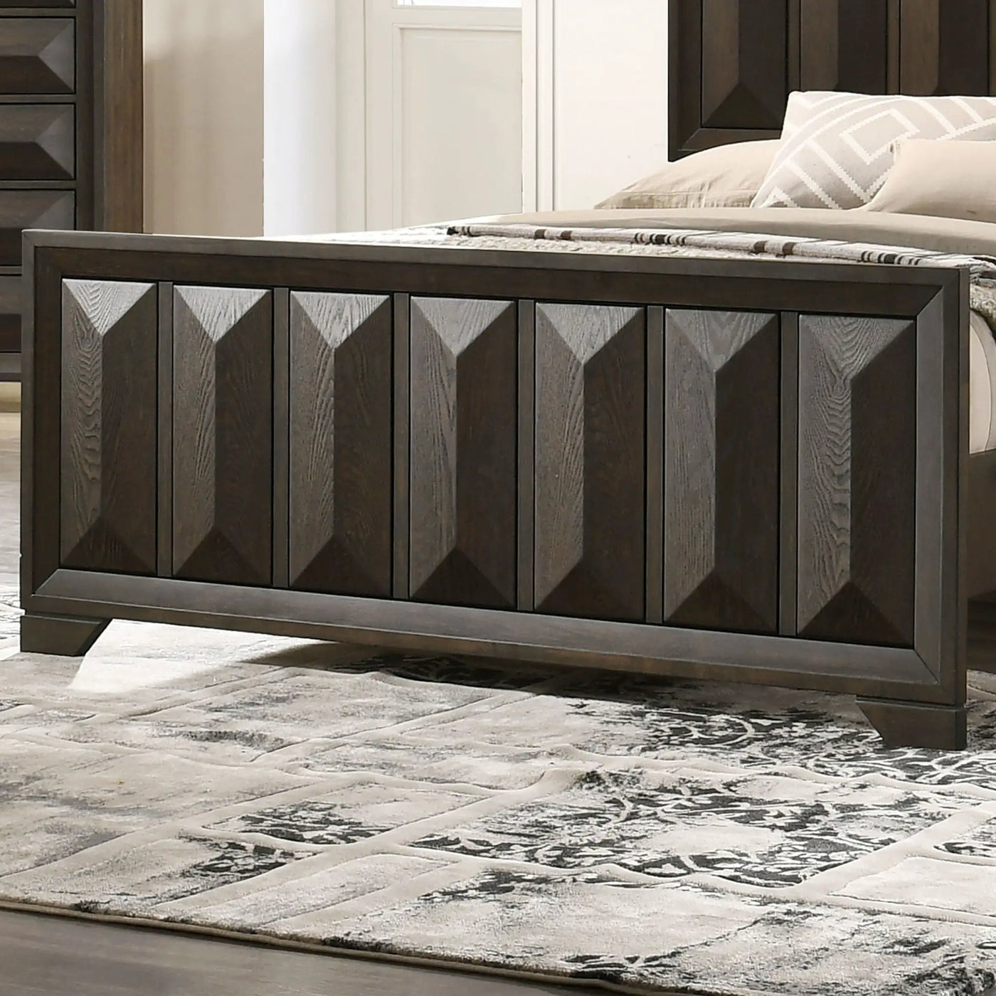 3 Piece Bedroom Set With Faceted Panels Bed And 2 Nightstands by HouseOfZazla