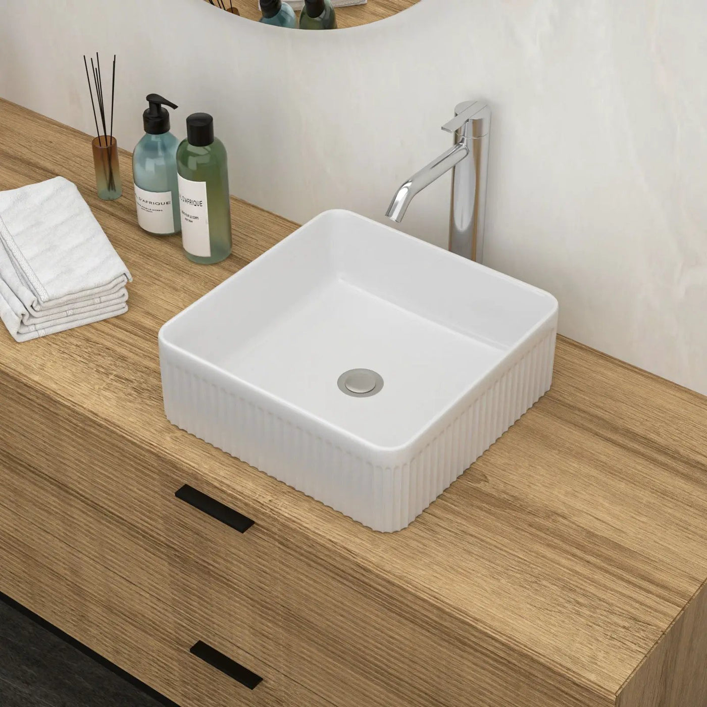 Modern Ceramic Rectangular Vessel Bathroom Sink by HouseOfZazla